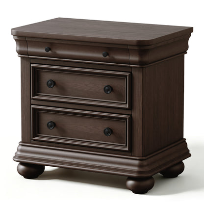 Bun Fully Assembly Wood Nightstand-26"-2PC-Brown