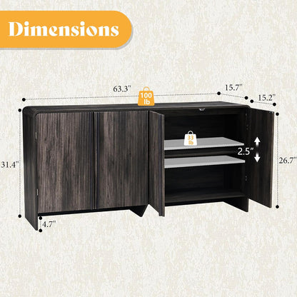 Sidra Fluted Buffet Cabinet Amerlife  Black