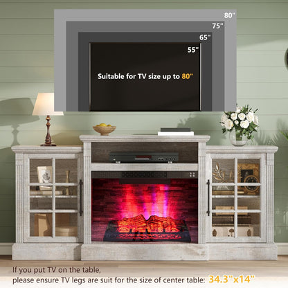 Everwood 70" Fireplace TV Stand Amerlife Rustic Grey