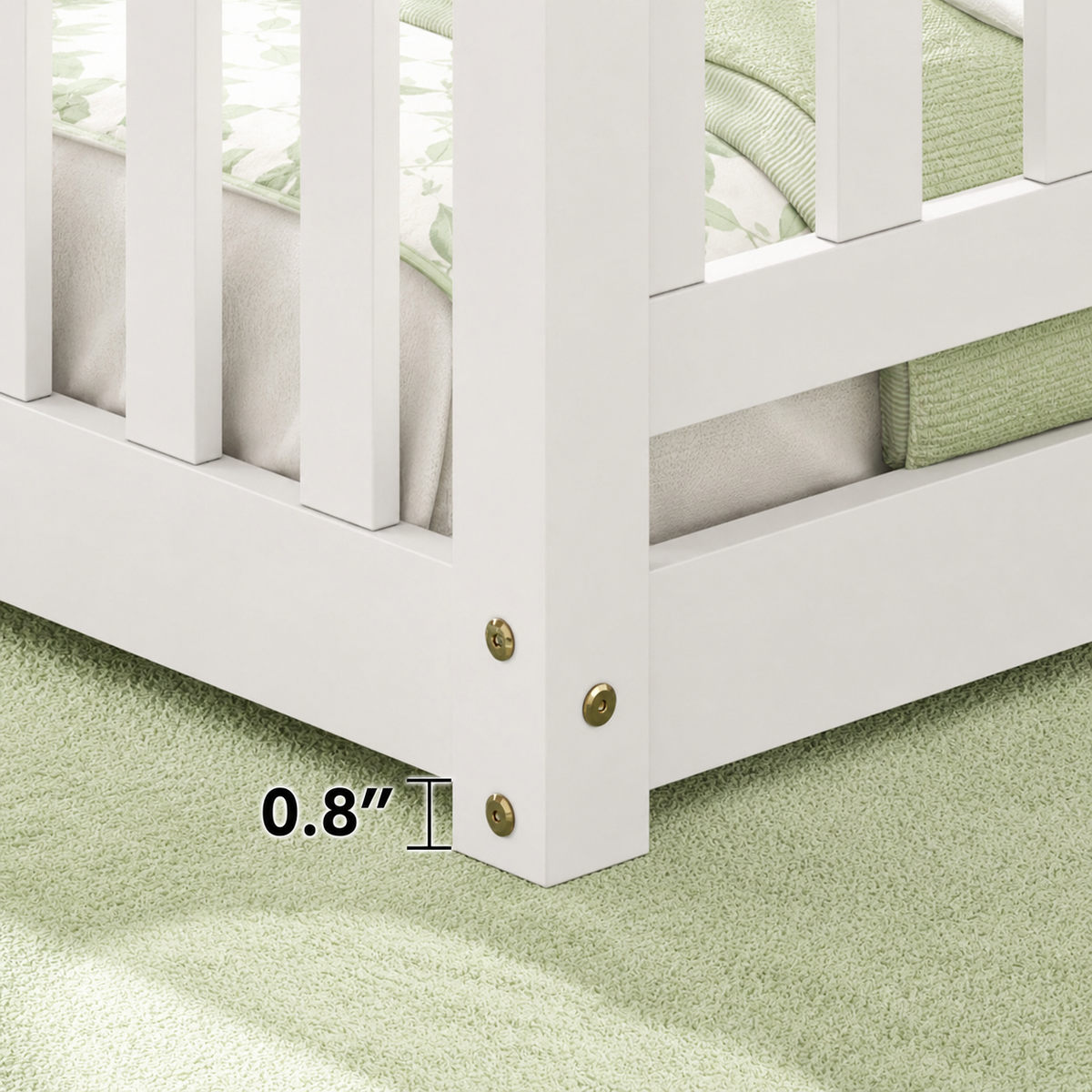 Solid Wood Kids Floor Bed with Safety Rails