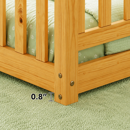 Solid Wood Kids Floor Bed with Safety Rails