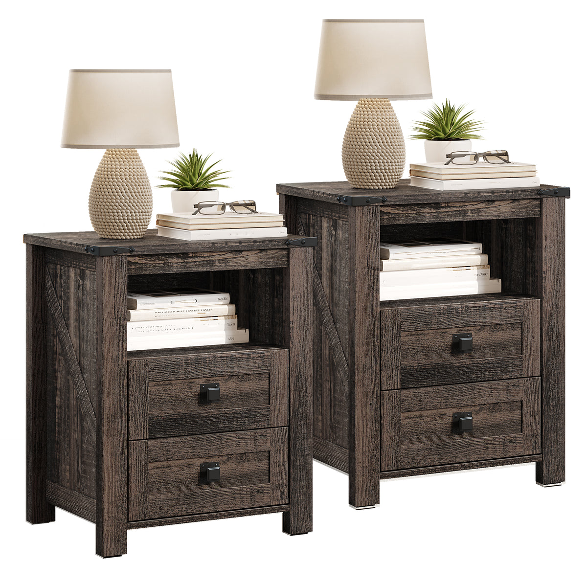Hub Nightstand Set of 2 Amerlife Black Oak