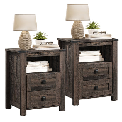 Hub Nightstand Set of 2 Amerlife Black Oak