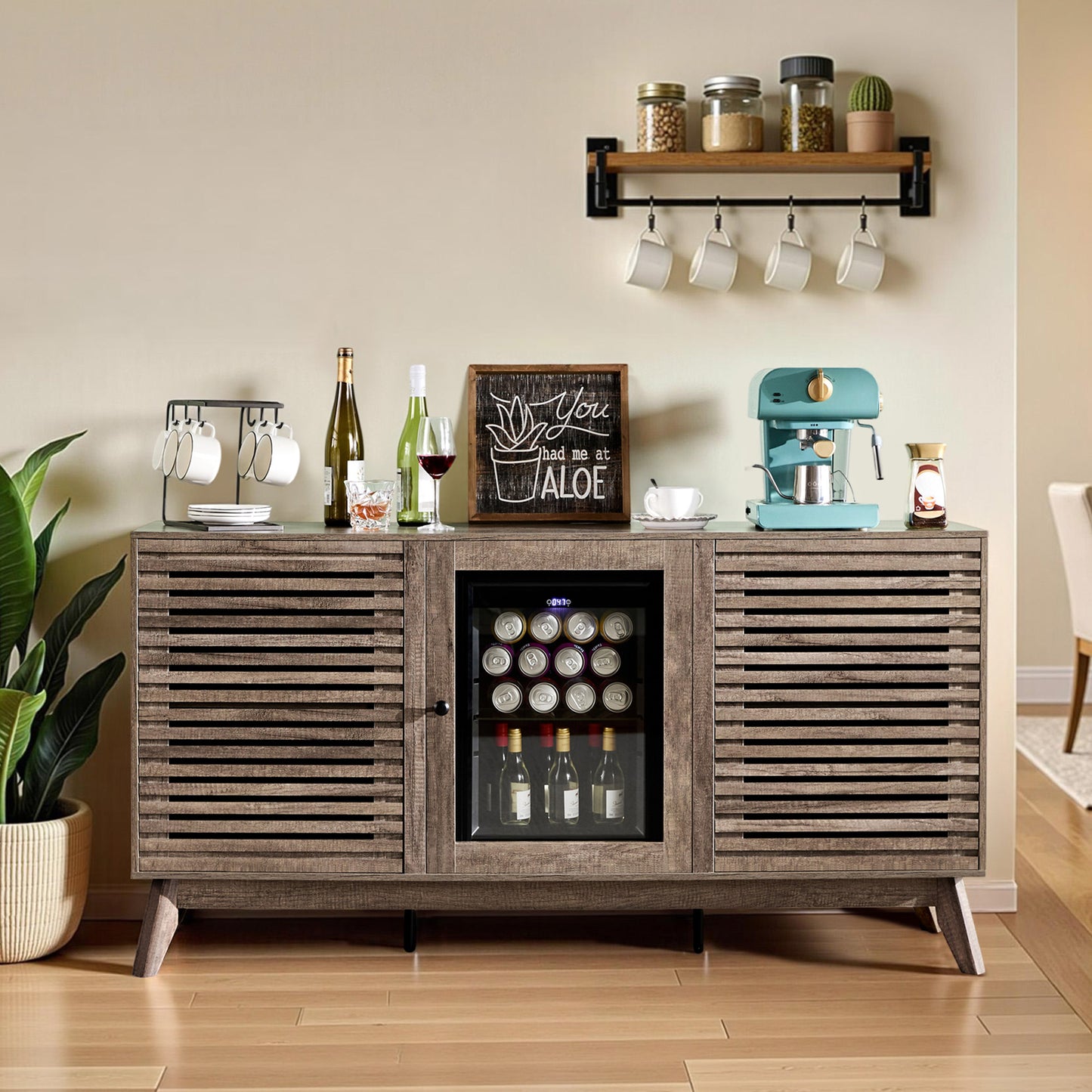 Grill Coffee Bar Cabinet - Gray