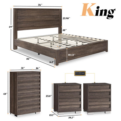 3 Piece Bedroom Set-K-Grey