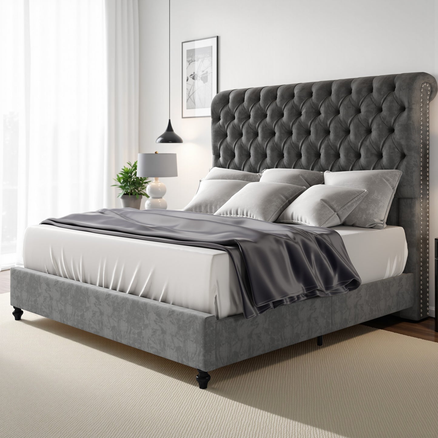 Curl Bed Frame Amerlife-Gray