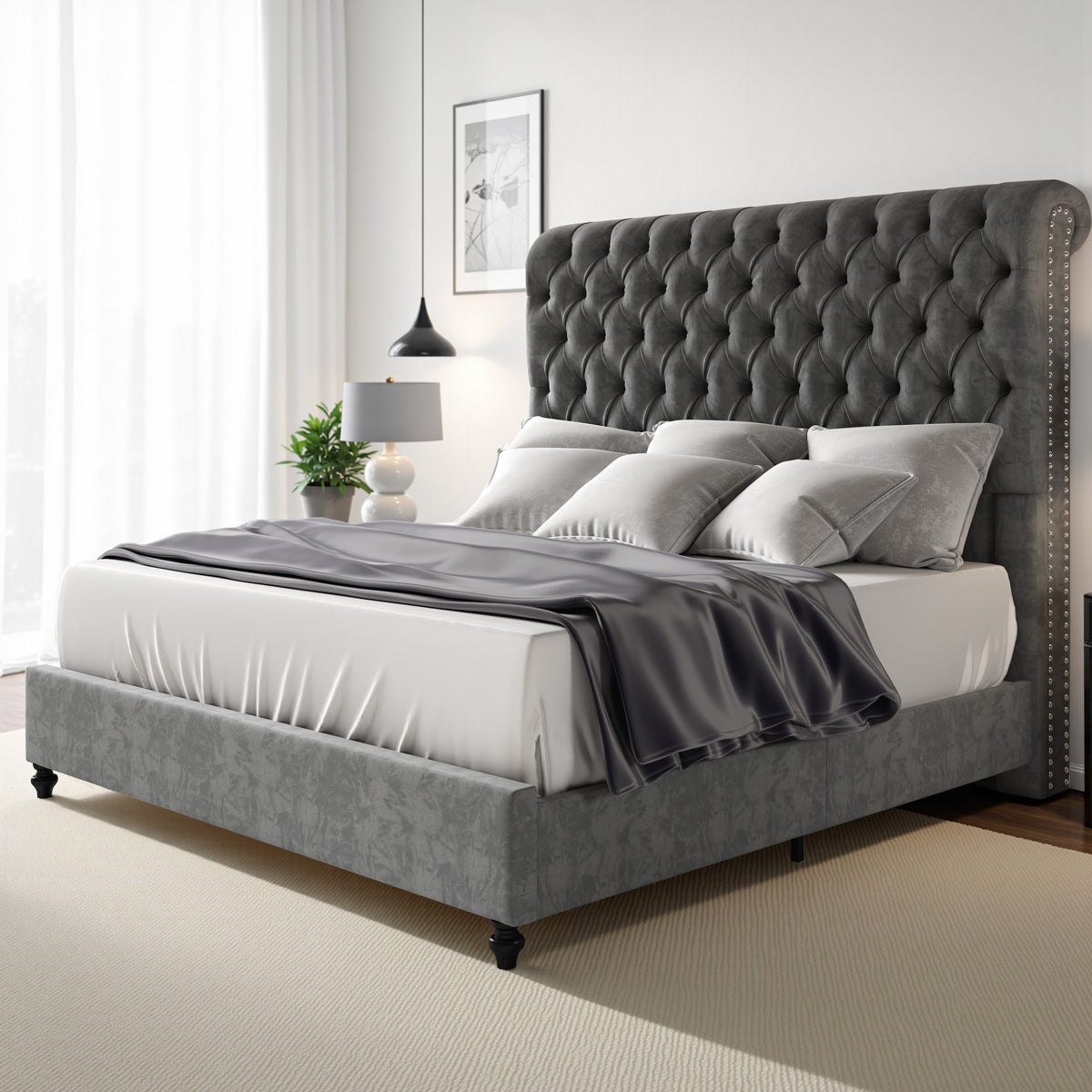 Curl Bed Frame Amerlife-Gray