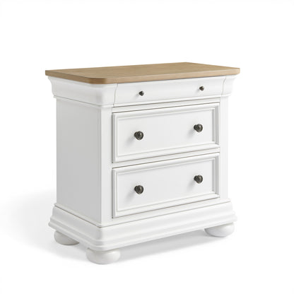 Bun Fully Assembly Wood Nightstand Amerlife White ＆Brown / 30" W