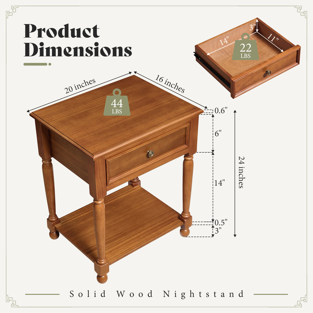 Ember Vintage Walnut Nightstand Set-Brown