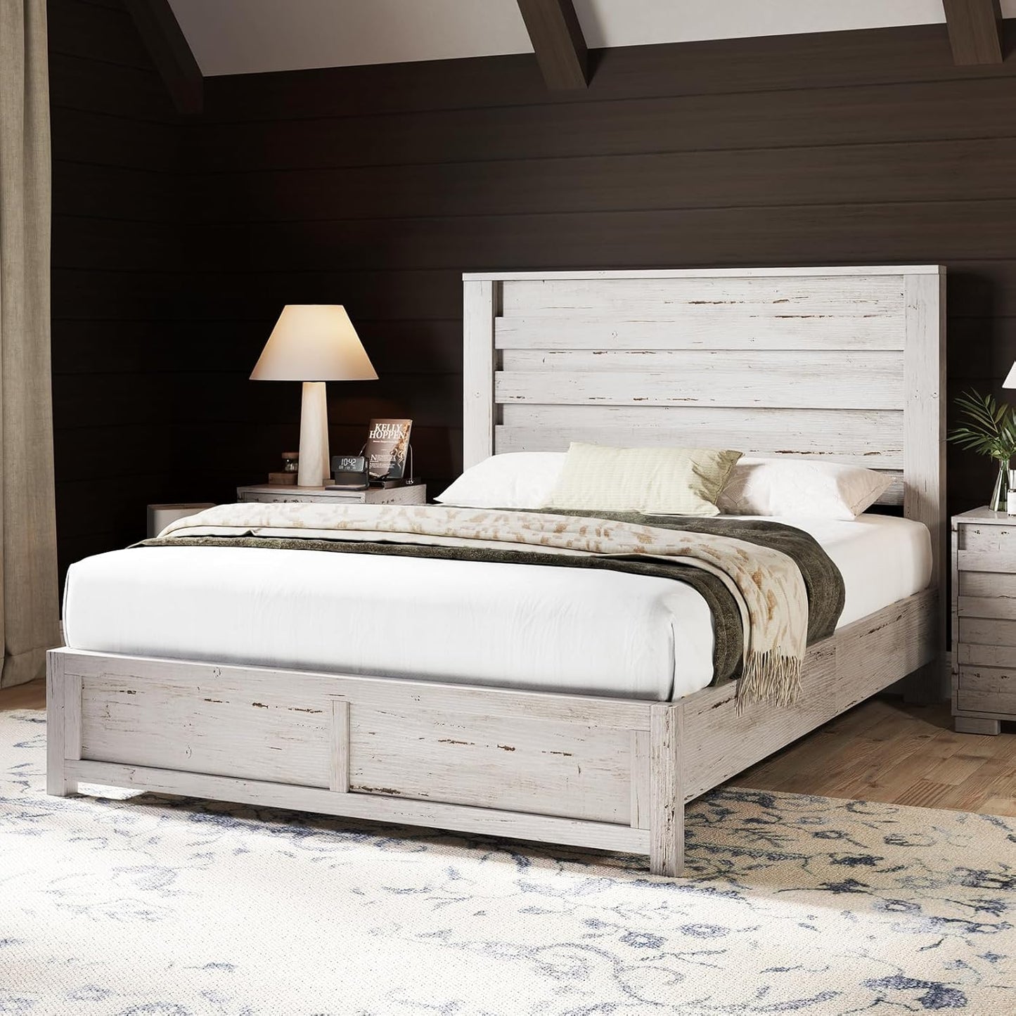 Sequoia Bedroom Set with Fluted Headboard-K-Distressed White