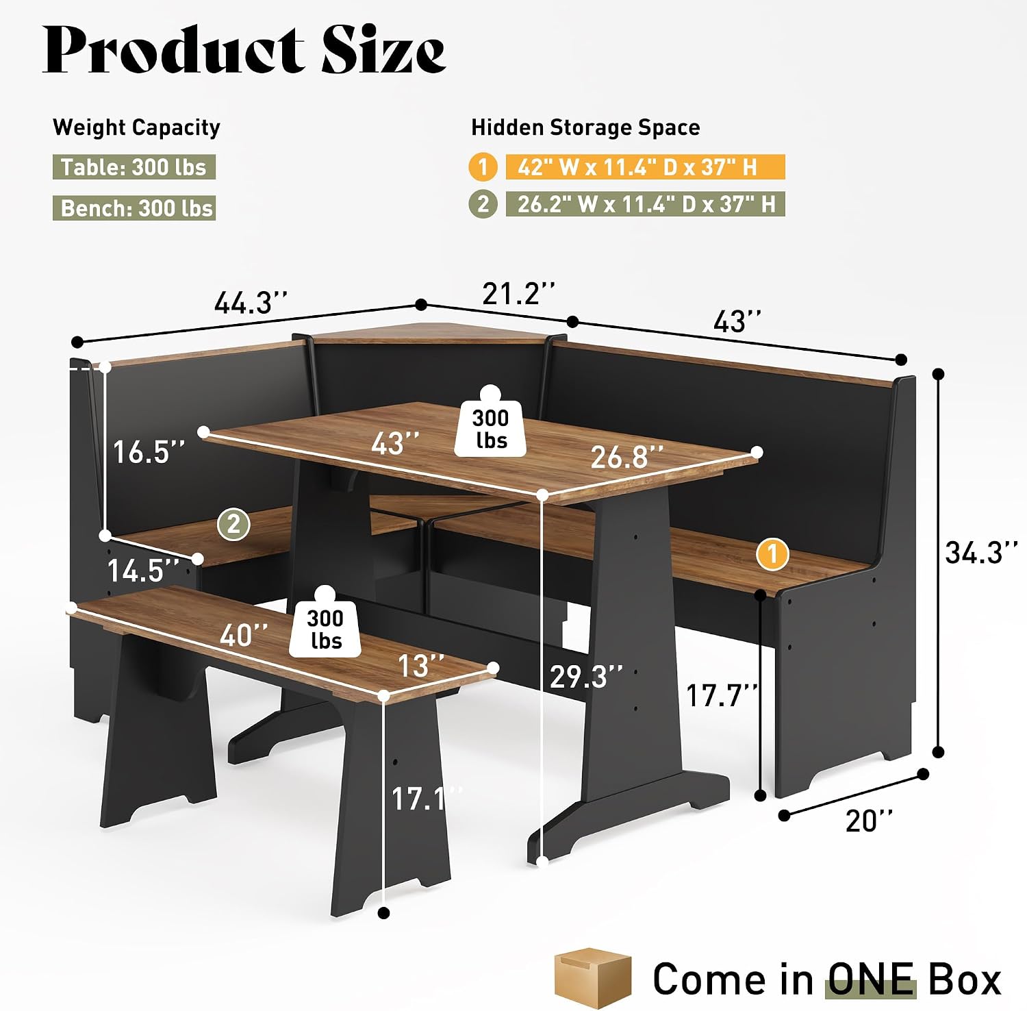 Feast 3-Piece Corner Dining Table Set Amerlife