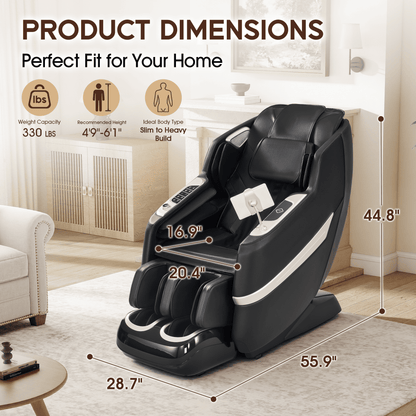 Smart 3D Zero Gravity Massage Chair-3D Massage Roller-Black