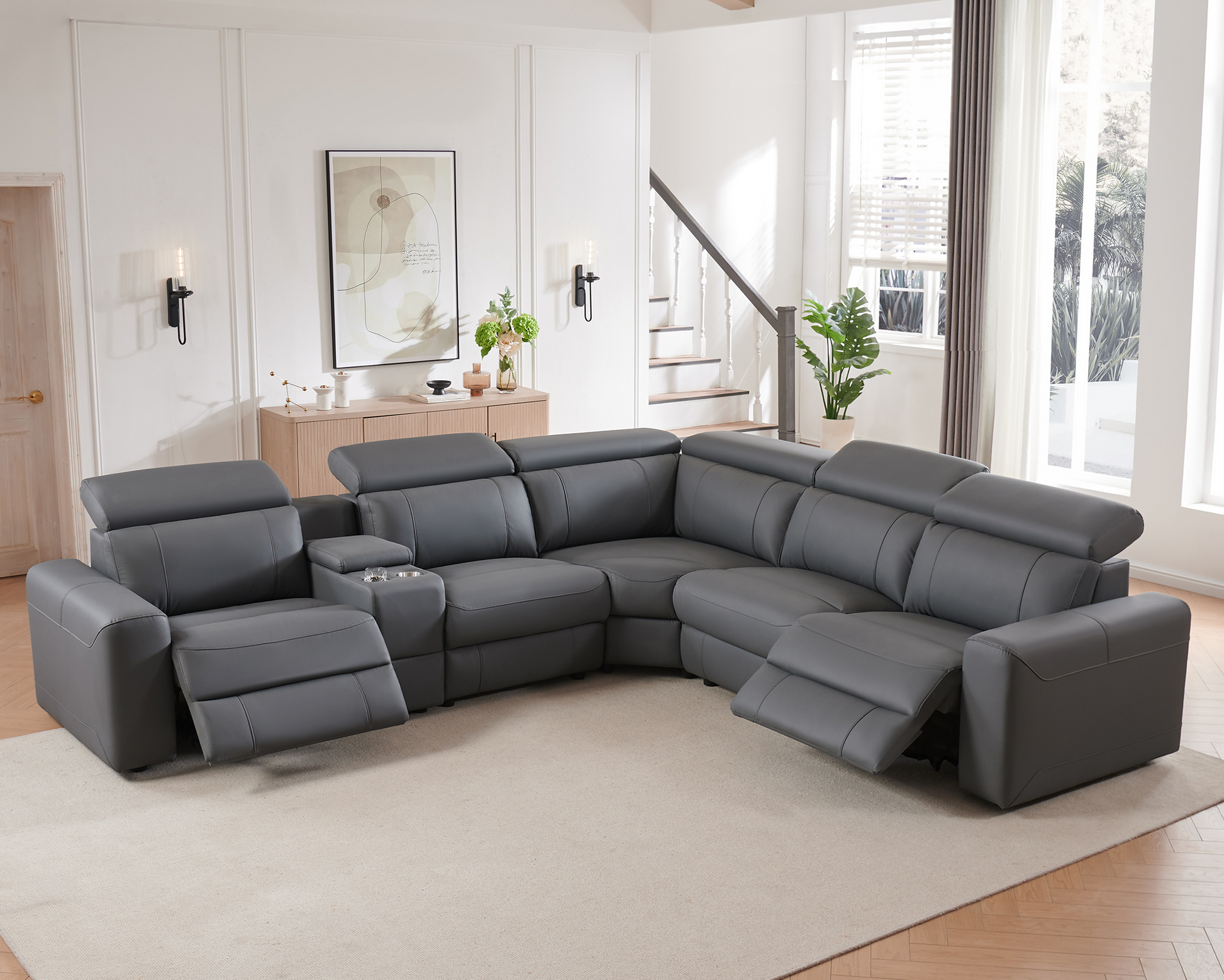 Velouria Electric Reclining Sofa Gray