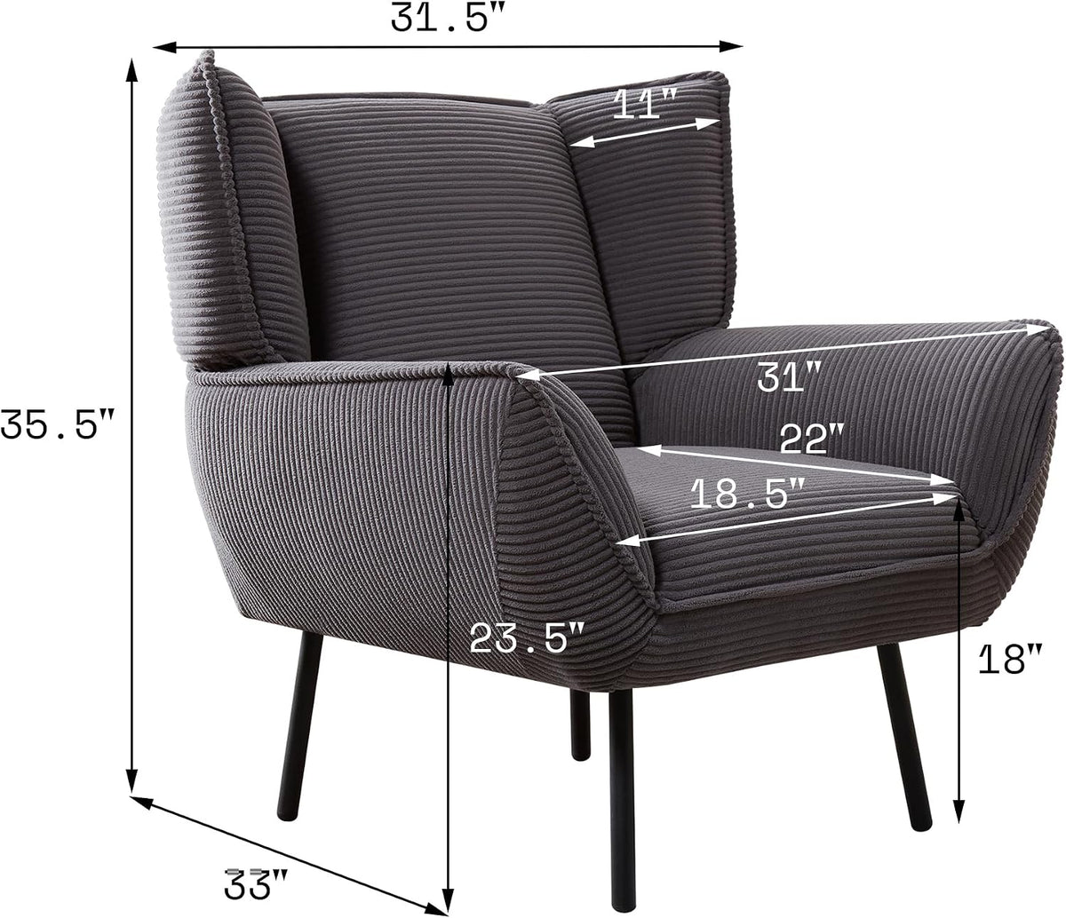 Accent Wingback Corduroy Chair