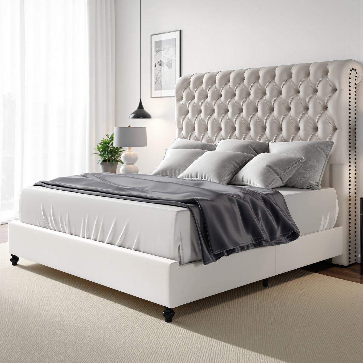 Curl Bed Frame Amerlife-Cream