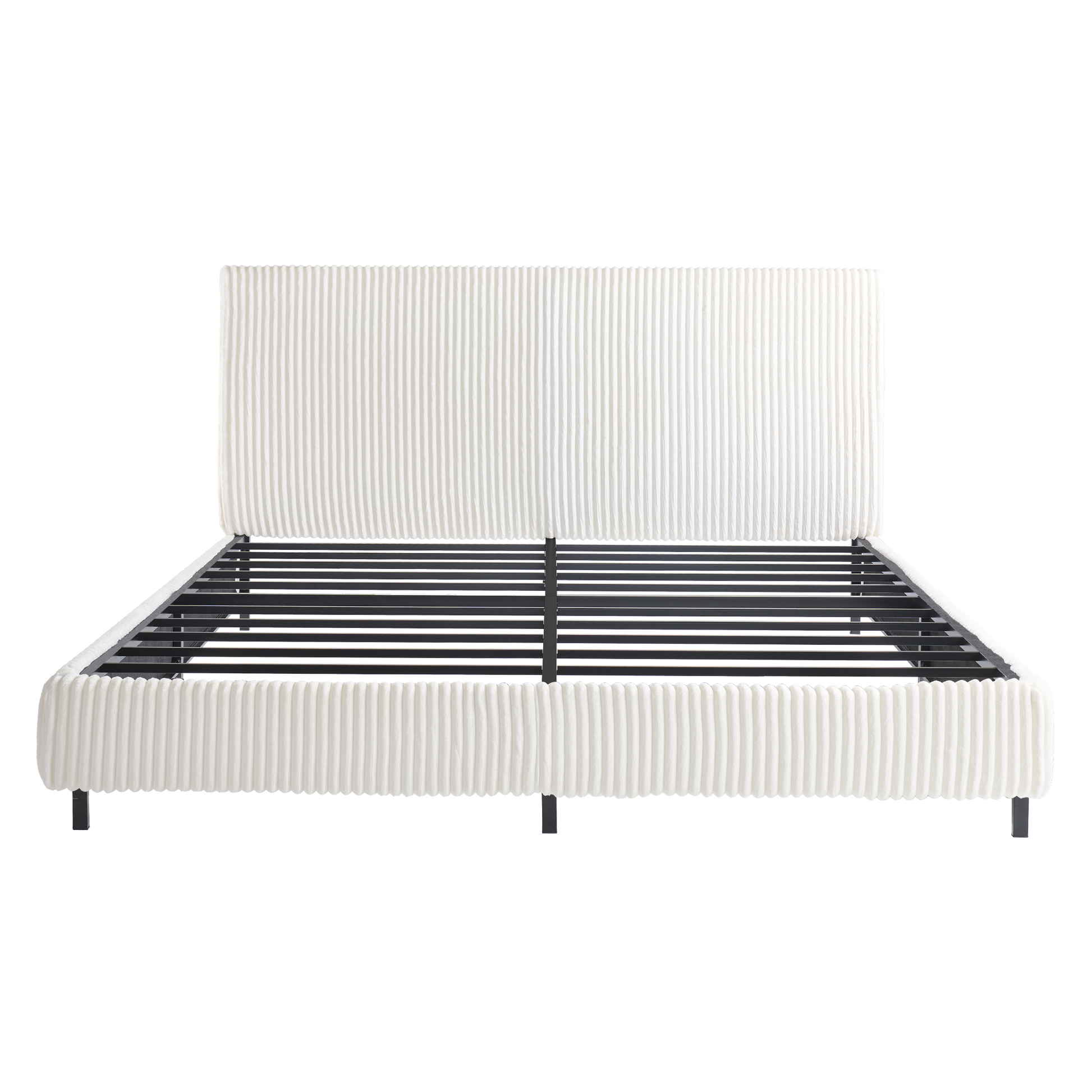 Velmure Corduroy Platform Bed Frame  Queen / Cream