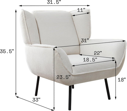 Accent Wingback Corduroy Chair