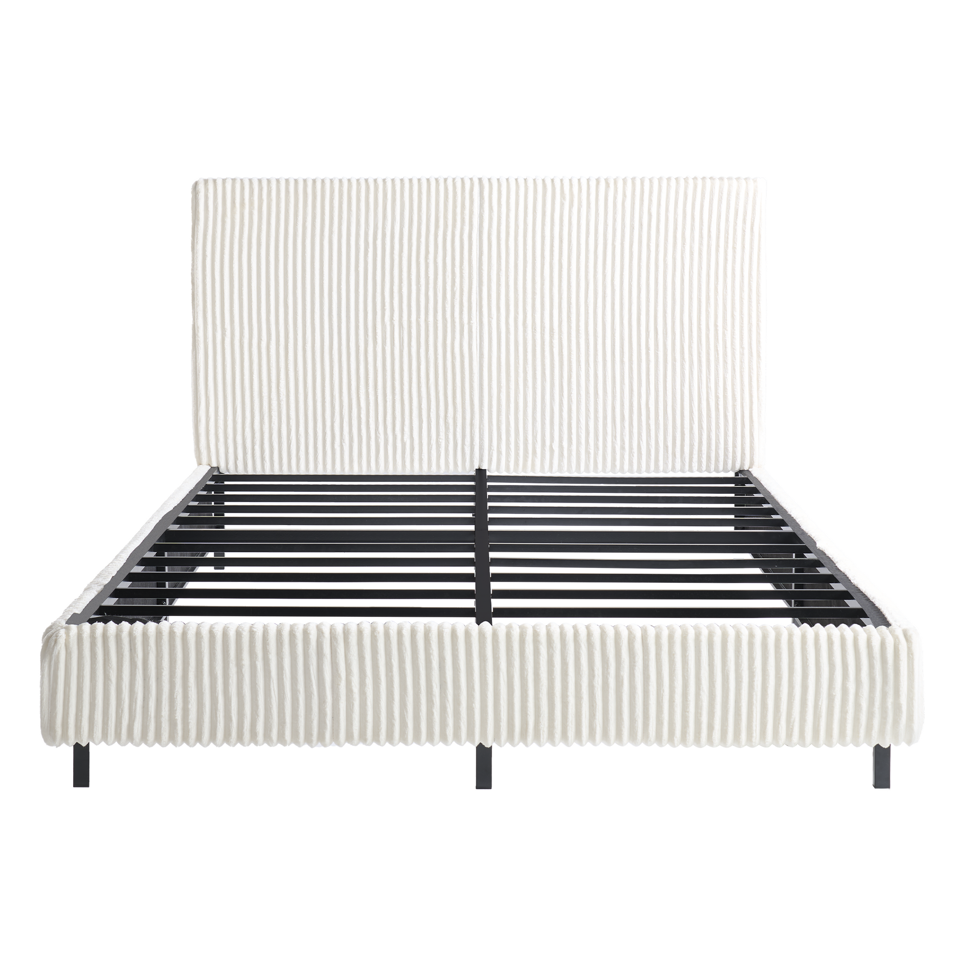 Velmure Corduroy Platform Bed Frame  Queen / Cream