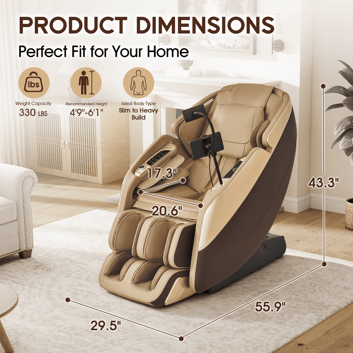 Smart 3D Zero Gravity Massage Chair-4D Massage Roller-Brown