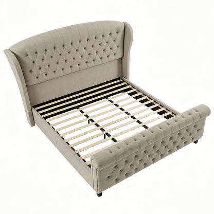 Bruco CaliforniaKing Upholstered Bed Frame-Khaki