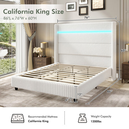 Warren Faux-Fur Bed Frame Amerlife White / California king