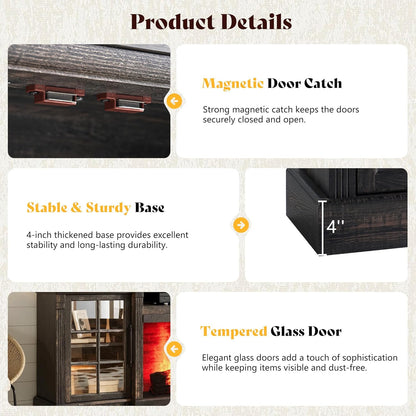 Everwood 70" Fireplace TV Stand Amerlife Dark Oak