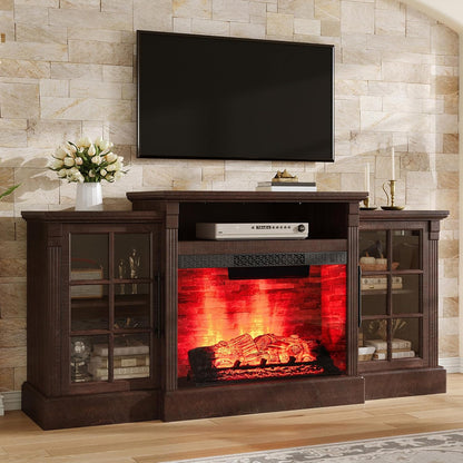 Everwood 70" Fireplace TV Stand Amerlife Rustic Brown