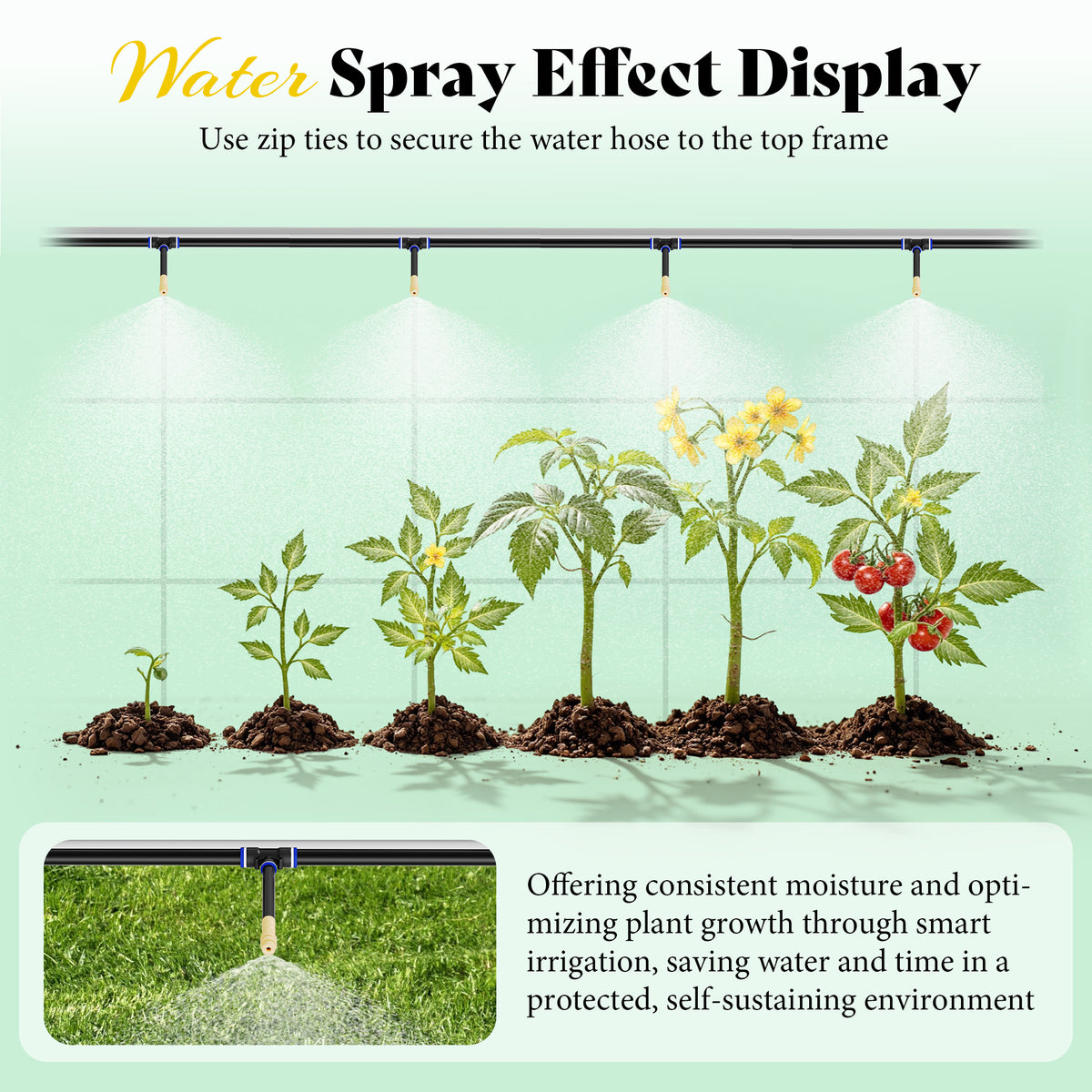 Canopy Large Walk-In Outdoor Greenhouse with Misting System-44x10 FT - Frame NOT Included-Green