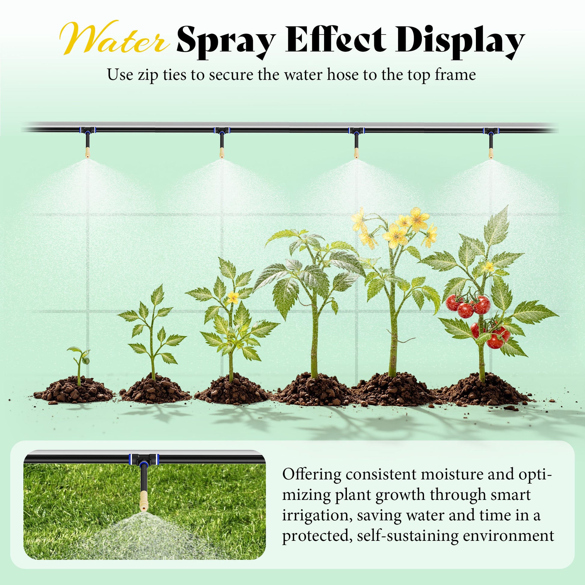 Canopy Large Walk-In Outdoor Greenhouse with Misting System-44x10 FT-Green
