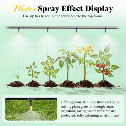 Canopy Large Walk-In Outdoor Greenhouse with Misting System-44x10 FT-Green