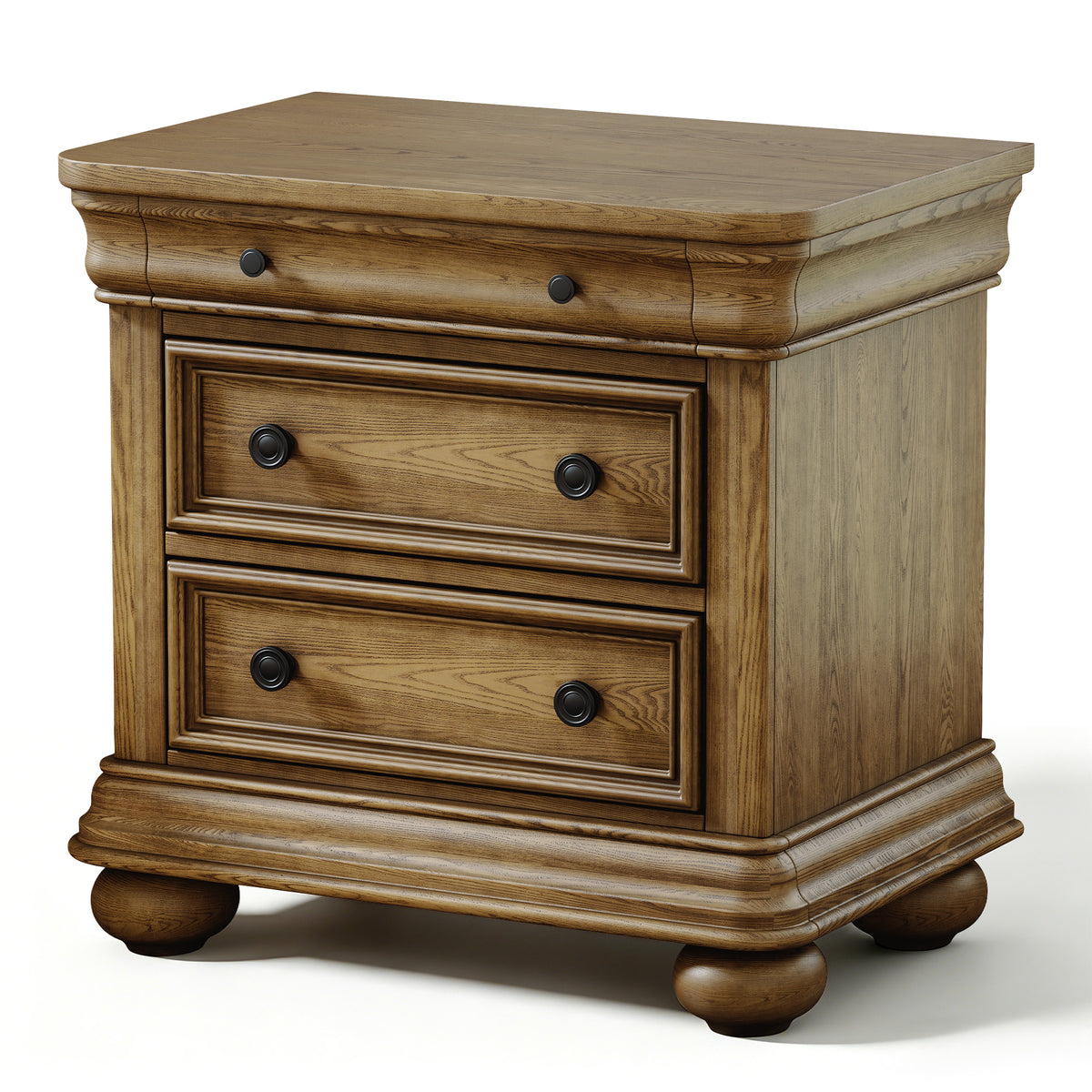 Bun Fully Assembly Wood Nightstand-26"-2PC-Light Brown