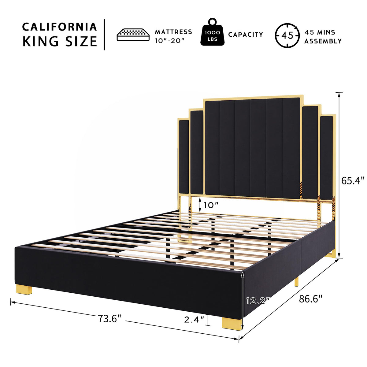Majorelle California King Bed Frame - California King - Black