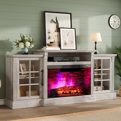 Everwood 70" Fireplace TV Stand Amerlife Rustic Grey