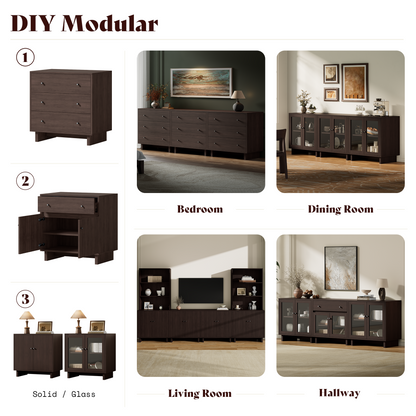 MKG002 Modular Storage Cabinet-1pc-C-walnut