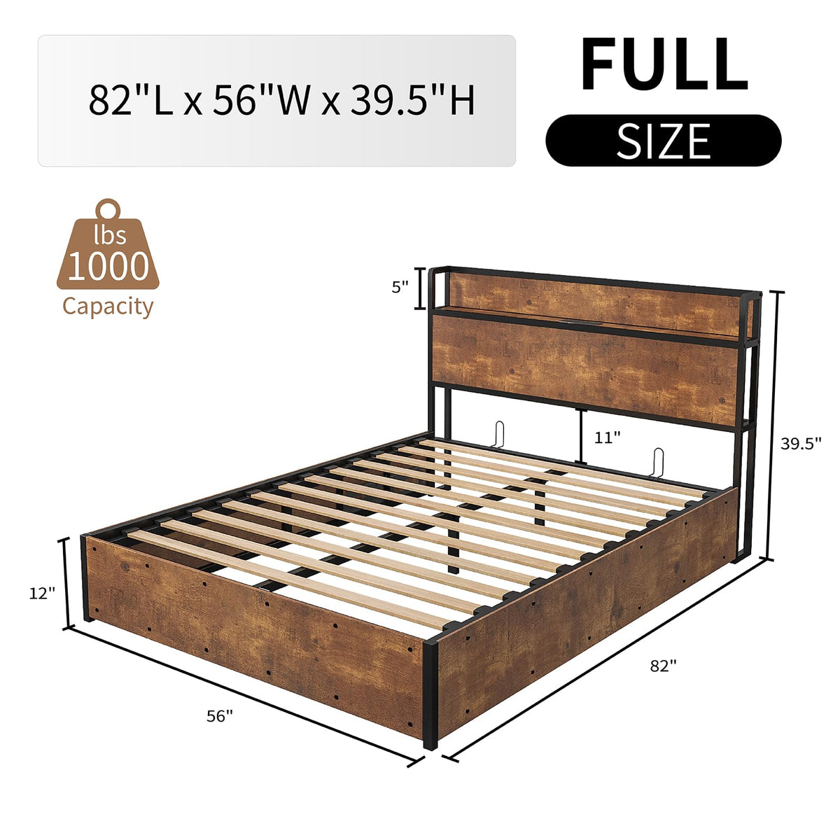 Scribe Storage Bed & 2 Nightstands 3-Piece Set Full Rustic Brown