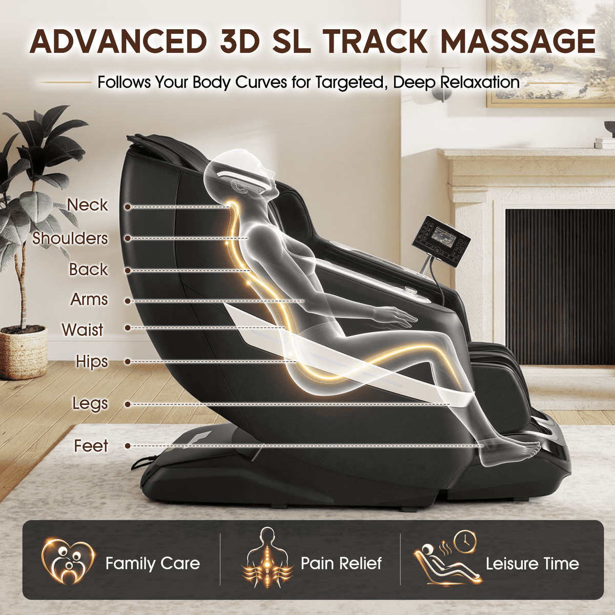 Smart 3D Zero Gravity Massage Chair-3D Massage Roller-Black