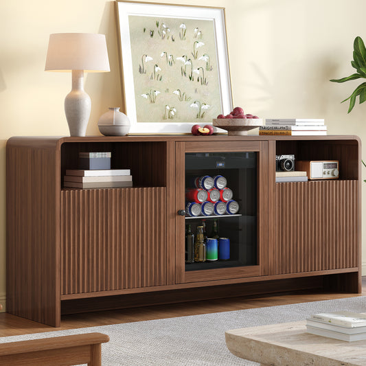 Mold Bar Cabinet with Built-In Fridge  - walnut