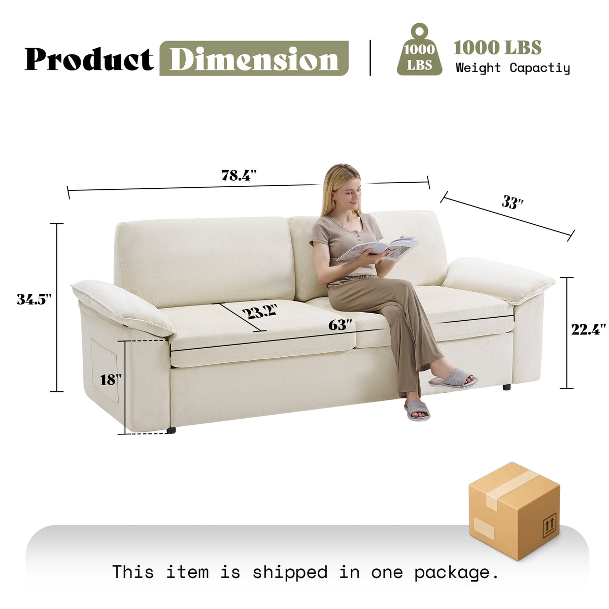 AMERLIFE 78in Loveseat Sofa, Cloud Couch for Living Room, Beige