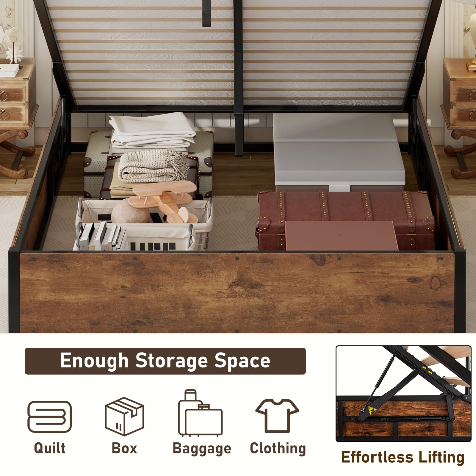 Cody Bedroom Storage Bed Set Queen Rustic Brown