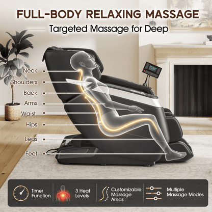 Smart 3D Zero Gravity Massage Chair-Wider Version-Black