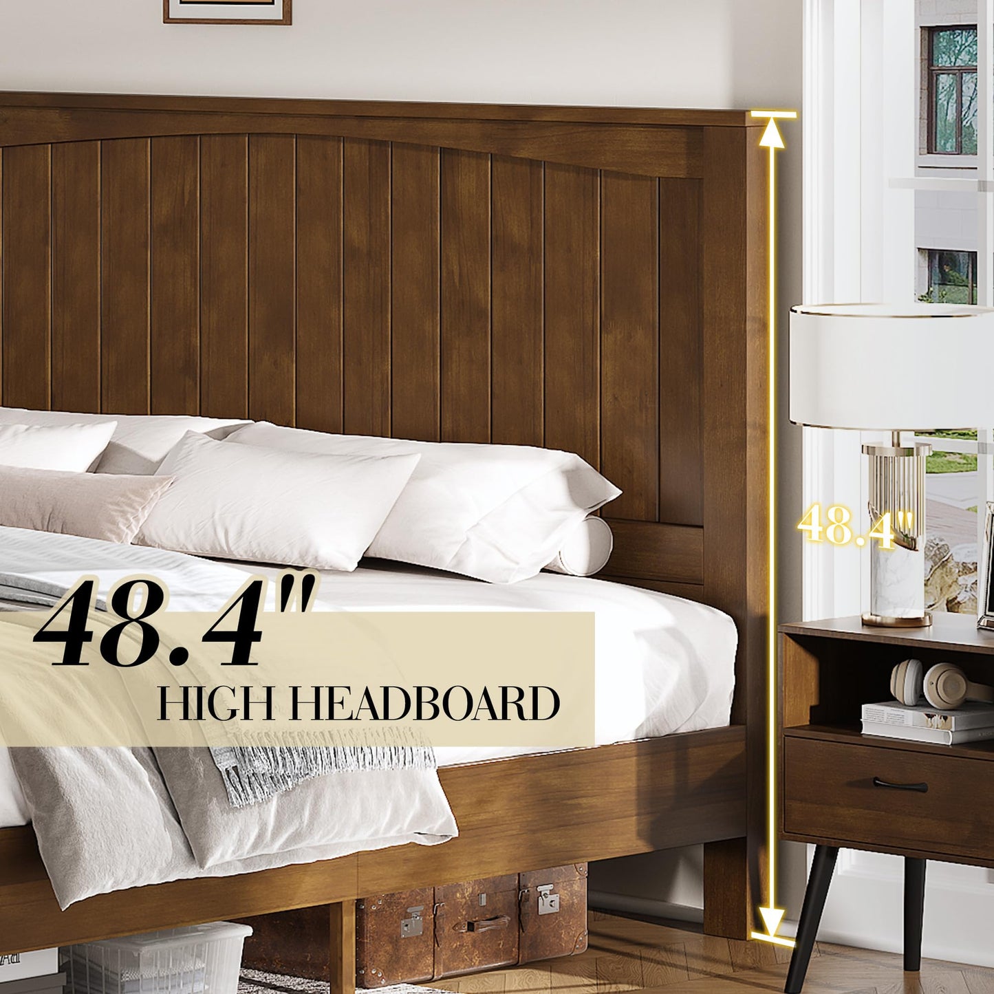 Sanderson Solid Wood Bed Frame Amerlife King / Brown