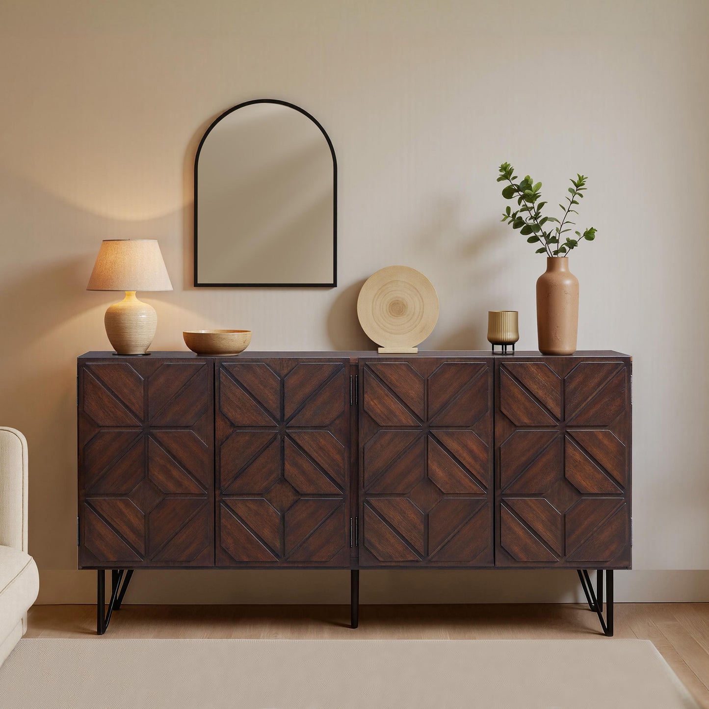 Cameo Acacia Wood Sideboard Cabinet