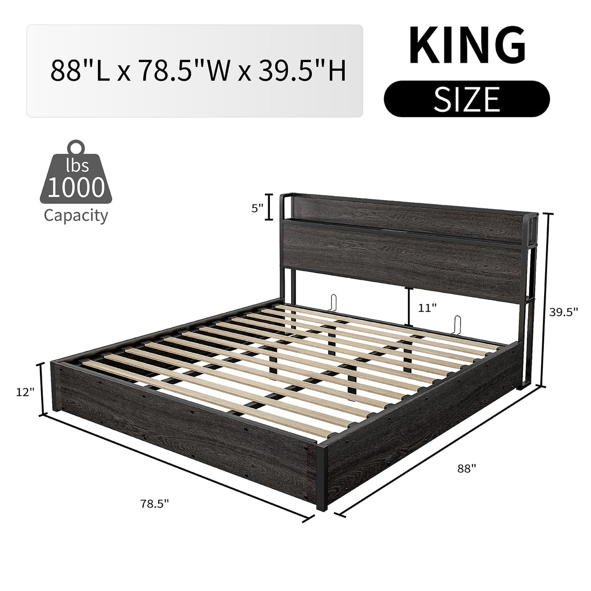 Scribe Storage Bed & 2 Nightstands 3-Piece Set King Black