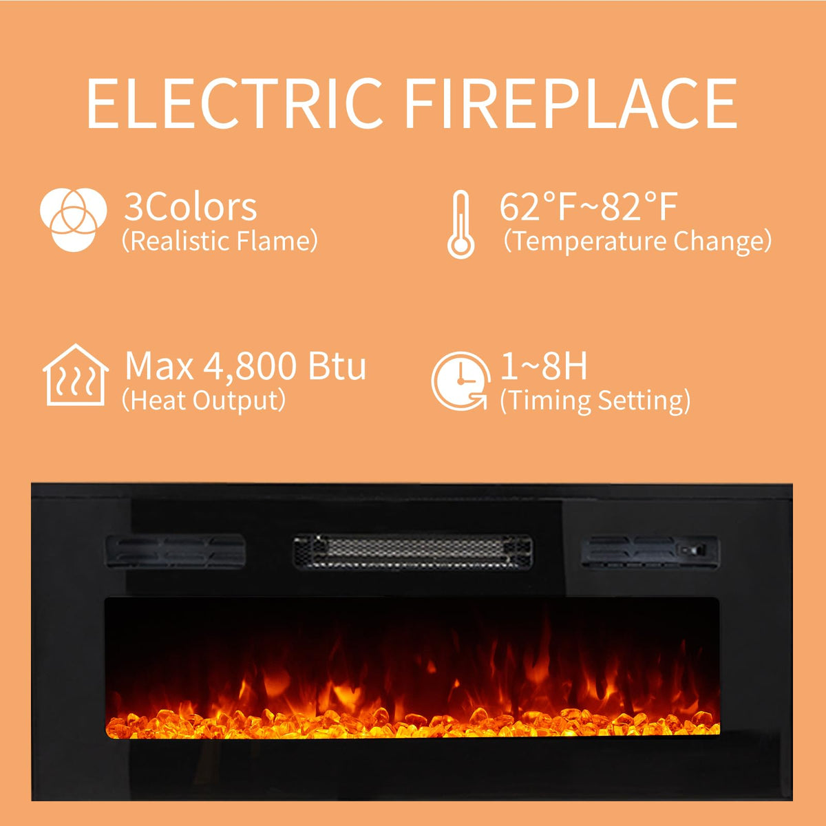 Photon Fireplace Wall Unit 68 " White