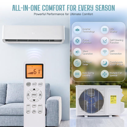 Whisper Ductless Mini Split AC and Heating System-36000BTU-220V