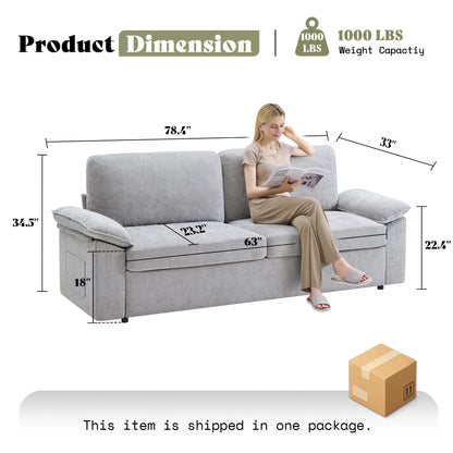 AMERLIFE 78in Loveseat Sofa, Cloud Couch for Living Room, Light Grey