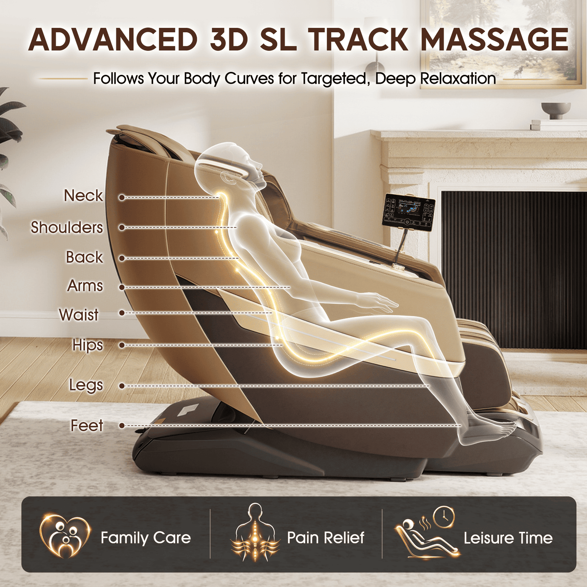 Smart 3D Zero Gravity Massage Chair-3D Massage Roller-Brown