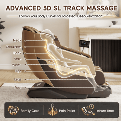 Smart 3D Zero Gravity Massage Chair-3D Massage Roller-Brown