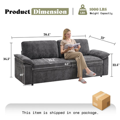 AMERLIFE 78in Loveseat Sofa, Cloud Couch for Living Room, Dark Grey