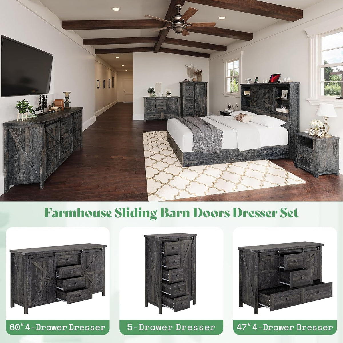 Alderman 3-Piece Bedroom Set Amerlife Full / Black Oak